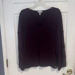 Calvin Klein Women's Dark Purple V-Neck Blouse